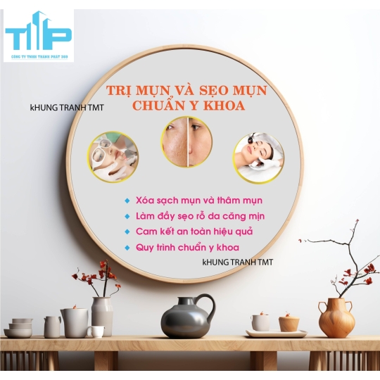 Tranh tròn công nghệ chăm sóc da khỏe đẹp hiện đại - tranh tráng gương thiết kế yêu yêu cầu