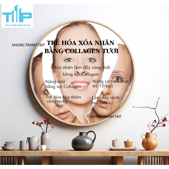 Tranh tròn công nghệ chăm sóc da khỏe đẹp hiện đại - tranh tráng gương thiết kế yêu yêu cầu