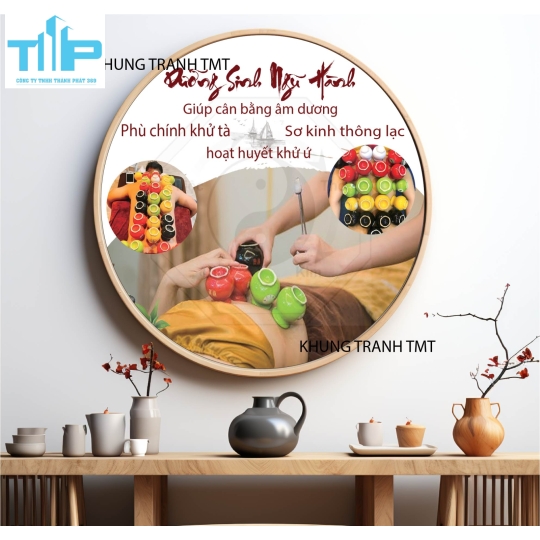 Khung tranh tráng gương- Tranh tráng gương tròn - Cội nguồn của dưỡng sinh là dưỡng tâm