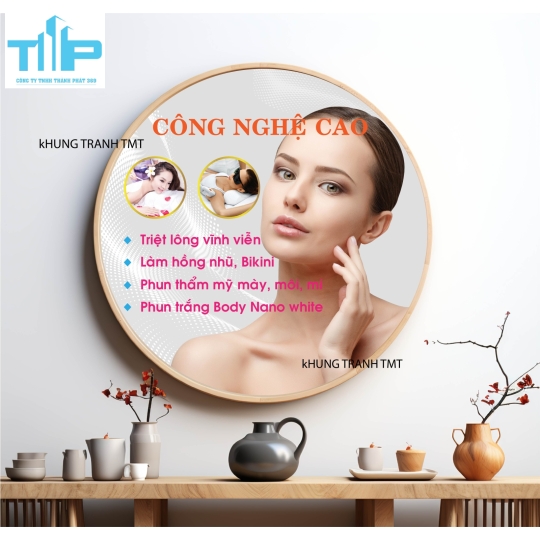 Tranh tròn công nghệ chăm sóc da khỏe đẹp hiện đại - tranh tráng gương thiết kế yêu yêu cầu