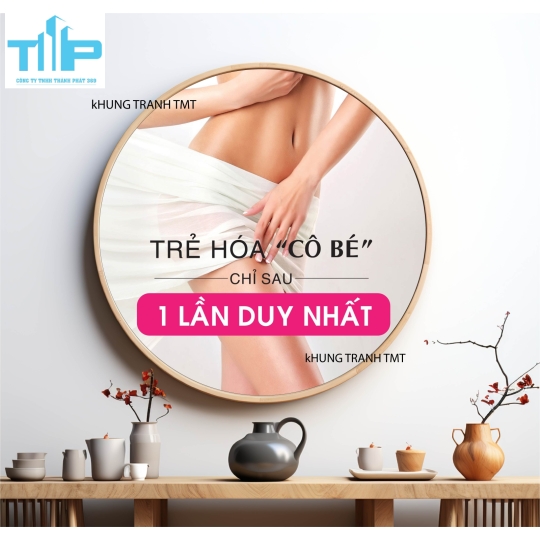 Khung tranh tráng gương - Tranh tròn - Tắm tắng toàn thân