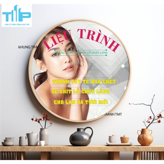 Khung tranh tráng gương - Tranh tròn - Tắm tắng toàn thân