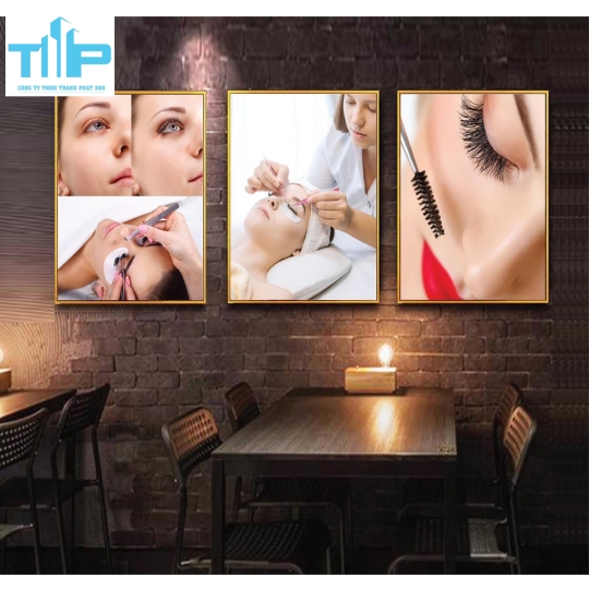 Khung tranh tráng gương -Bộ 3 tranh - Tranh nối mi siêu đẹp cho tiệm 