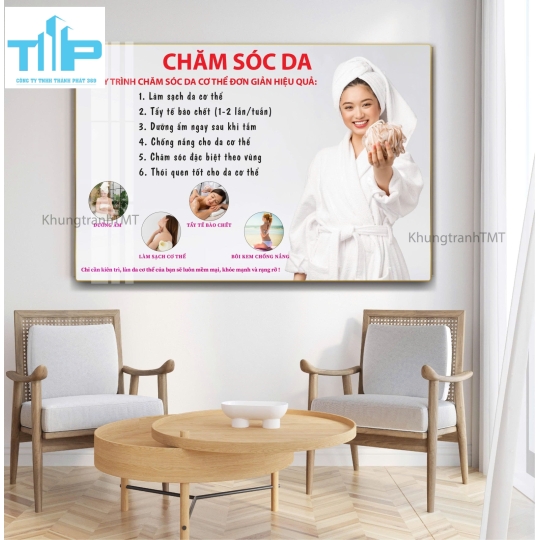 Tranh chăm sóc và bảo vệ da đúng cách - Tranh tráng gương trang trí spa, thẩm mỹ viện