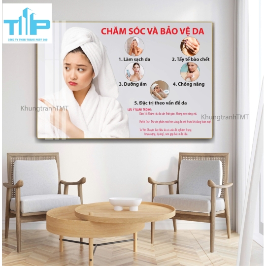 Tranh chăm sóc và bảo vệ da đúng cách - Tranh tráng gương trang trí spa, thẩm mỹ viện