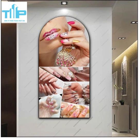 Những mẫu nail ombre nhiều màu sắc -  Tranh tráng gương khung vòm sang trọng