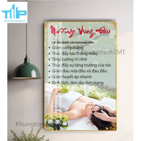 Tranh gội đầu dưỡng sinh , massage thư giãn từng vùng - Tranh tráng gương khung chữ nhật