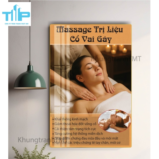 Tranh gội đầu dưỡng sinh , massage thư giãn từng vùng - Tranh tráng gương khung chữ nhật