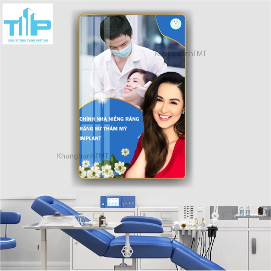 Tranh tráng gương phòng khám nha khoa “Răng Xinh Khỏe Đẹp – Lung Linh Rạng Ngời” 