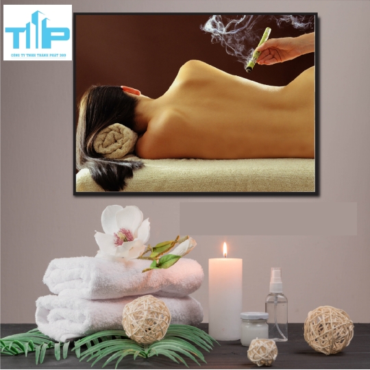 Khung tranh tráng gương - Spa massage cổ vai gáy 