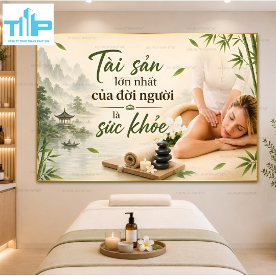 Bộ tranh tráng gương decor tiệm gội đầu dưỡng sinh, massage trị liệu,...