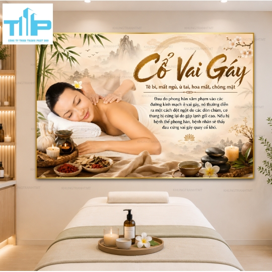 Bộ tranh tráng gương decor tiệm gội đầu dưỡng sinh, massage trị liệu,...