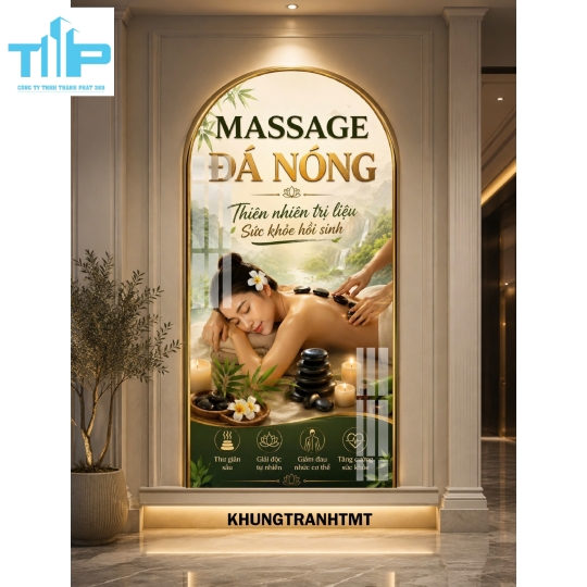 Massage trị liệu, chăm sóc cơ thể toàn diện - Tranh vòm tráng gương decor spa, dưỡng sinh