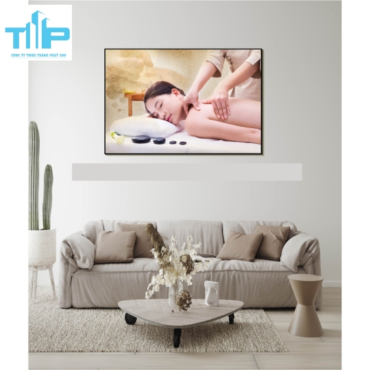 Khung tranh tráng gương trang trí tiệm dưỡng sinh 