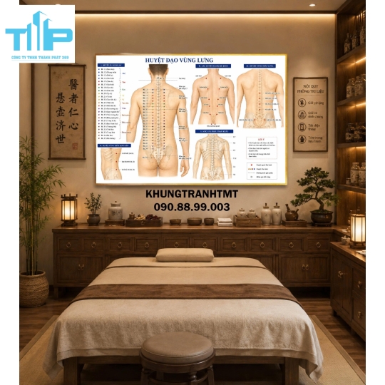 Tranh các huyệt đạo, những bệnh lý thường gặp ở cột sống cổ, lưng, ....