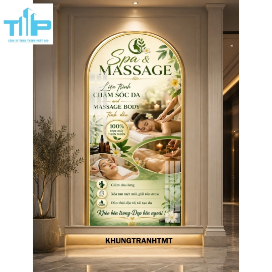 Massage trị liệu, chăm sóc cơ thể toàn diện - Tranh vòm tráng gương decor spa, dưỡng sinh